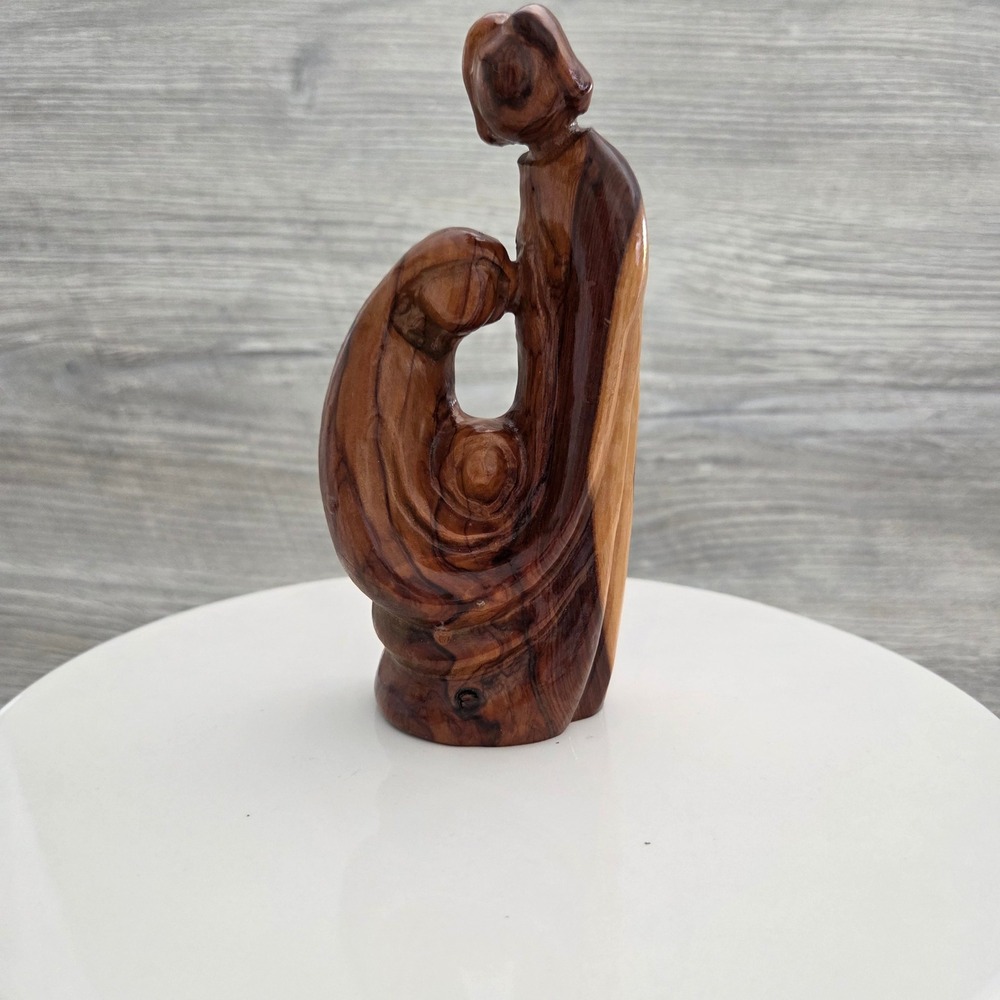 Olive Wood Hand Crafts Nativity Figurine Brown Holy Family Bethlehem Vintage